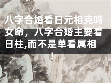 八字合婚看日元相克吗女命，八字合婚主要看日柱,而不是单看属相!