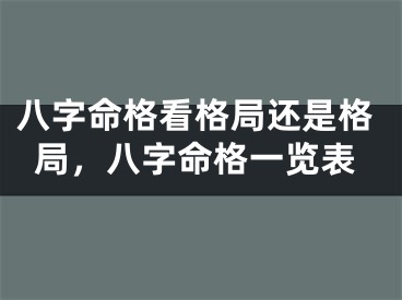 八字命格看格局还是格局，八字命格一览表