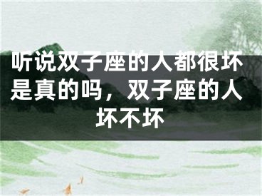 听说双子座的人都很坏是真的吗，双子座的人坏不坏