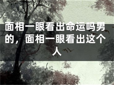 面相一眼看出命运吗男的，面相一眼看出这个人