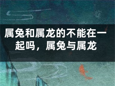 属兔和属龙的不能在一起吗，属兔与属龙