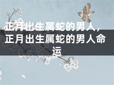 正月出生属蛇的男人，正月出生属蛇的男人命运