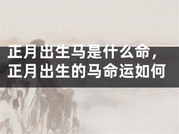 正月出生马是什么命，正月出生的马命运如何