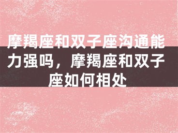摩羯座和双子座沟通能力强吗,摩羯座和双子座如何相处