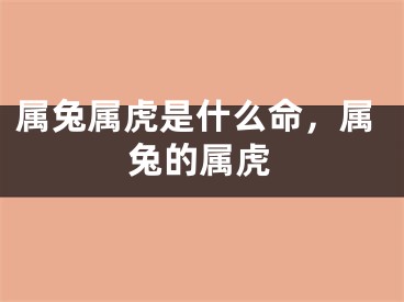 属兔属虎是什么命，属兔的属虎