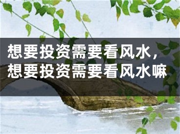 想要投资需要看风水，想要投资需要看风水嘛