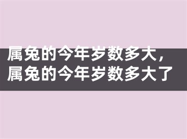 属兔的今年岁数多大，属兔的今年岁数多大了