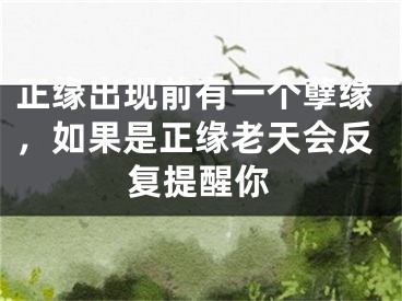 正缘出现前有一个孽缘，如果是正缘老天会反复提醒你