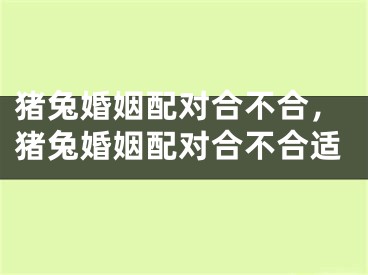 猪兔婚姻配对合不合，猪兔婚姻配对合不合适