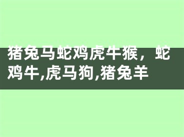 猪兔马蛇鸡虎牛猴，蛇鸡牛,虎马狗,猪兔羊