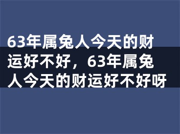 63年属兔人今天的财运好不好,63年属兔人今天的财运好不好呀