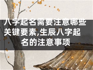 八字起名需要注意哪些关键要素,生辰八字起名的注意事项