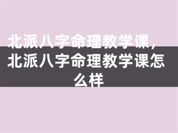 北派八字命理教学课，北派八字命理教学课怎么样