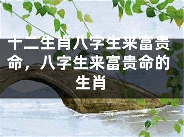 十二生肖八字生来富贵命，八字生来富贵命的生肖