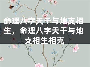 命理八字天干与地支相生，命理八字天干与地支相生相克
