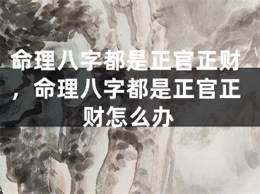 命理八字都是正官正财，命理八字都是正官正财怎么办