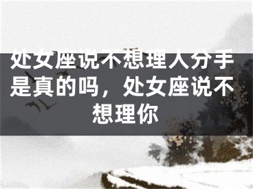 处女座说不想理人分手是真的吗,处女座说不想理你