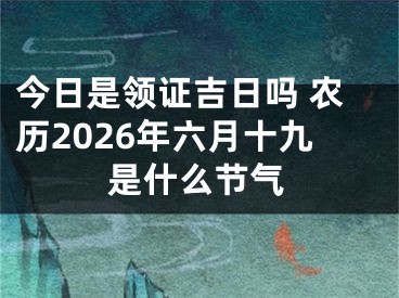 今日是领证吉日吗 农历2026年六月十九是什么节气