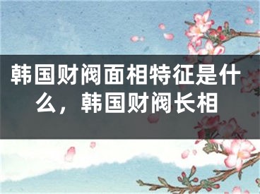 韩国财阀面相特征是什么，韩国财阀长相