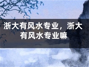 浙大有风水专业，浙大有风水专业嘛