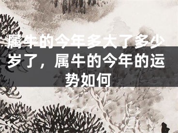 属牛的今年多大了多少岁了，属牛的今年的运势如何
