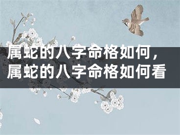 属蛇的八字命格如何，属蛇的八字命格如何看