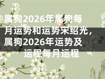 属狗2026年属狗每月运势和运势宋绍光，属狗2026年运势及运程每月运程