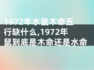 1972年水鼠木命五行缺什么,1972年鼠到底是木命还是水命