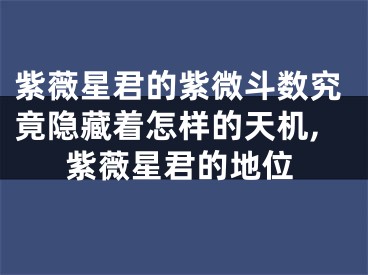 紫薇星君的紫微斗数究竟隐藏着怎样的天机,紫薇星君的地位