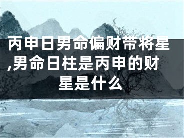 丙申日男命偏财带将星,男命日柱是丙申的财星是什么
