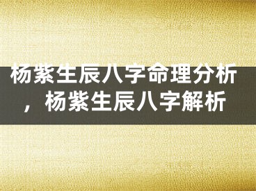 杨紫生辰八字命理分析，杨紫生辰八字解析