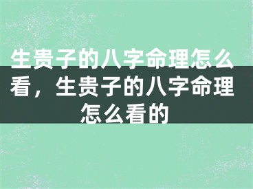 生贵子的八字命理怎么看，生贵子的八字命理怎么看的