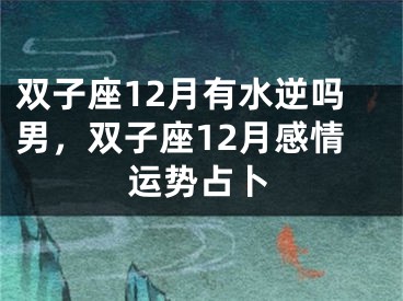 双子座12月有水逆吗男，双子座12月感情运势占卜