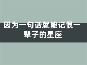 因为一句话就能记恨一辈子的星座