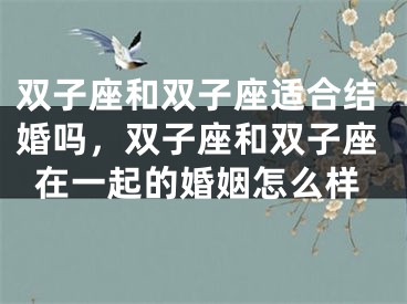 双子座和双子座适合结婚吗，双子座和双子座在一起的婚姻怎么样