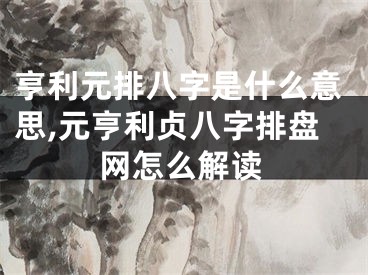 亨利元排八字是什么意思,元亨利贞八字排盘网怎么解读