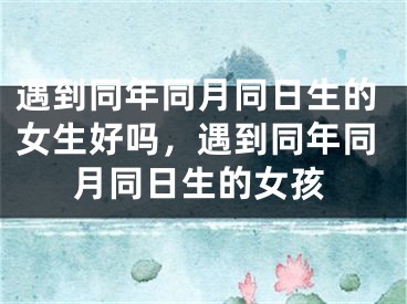 遇到同年同月同日生的女生好吗，遇到同年同月同日生的女孩