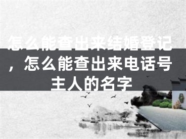怎么能查出来结婚登记，怎么能查出来电话号主人的名字