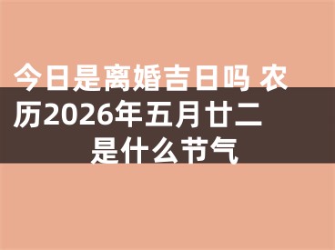 今日是离婚吉日吗 农历2026年五月廿二是什么节气
