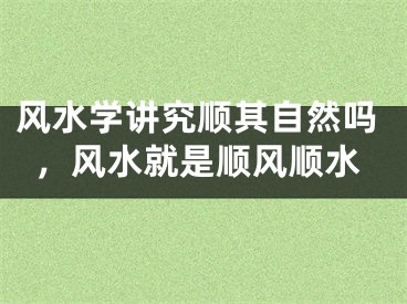 风水学讲究顺其自然吗,风水就是顺风顺水