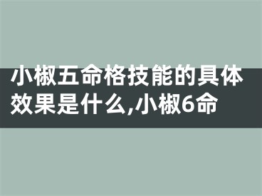 小椒五命格技能的具体效果是什么,小椒6命