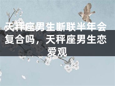 天秤座男生断联半年会复合吗，天秤座男生恋爱观