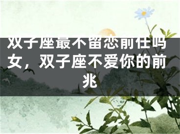 双子座最不留恋前任吗女，双子座不爱你的前兆