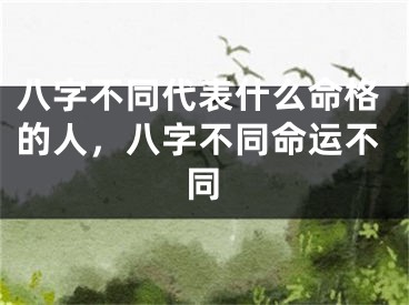 八字不同代表什么命格的人，八字不同命运不同