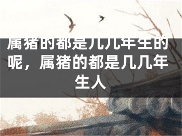 属猪的都是几几年生的呢，属猪的都是几几年生人
