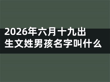 2026年六月十九出生文姓男孩名字叫什么