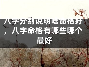 八字分别说明啥命格好，八字命格有哪些哪个最好
