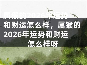 属猴的2026年运势和财运怎么样，属猴的2026年运势和财运怎么样呀