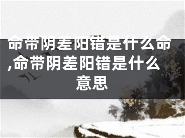 命带阴差阳错是什么命,命带阴差阳错是什么意思