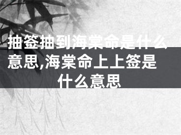 抽签抽到海棠命是什么意思,海棠命上上签是什么意思